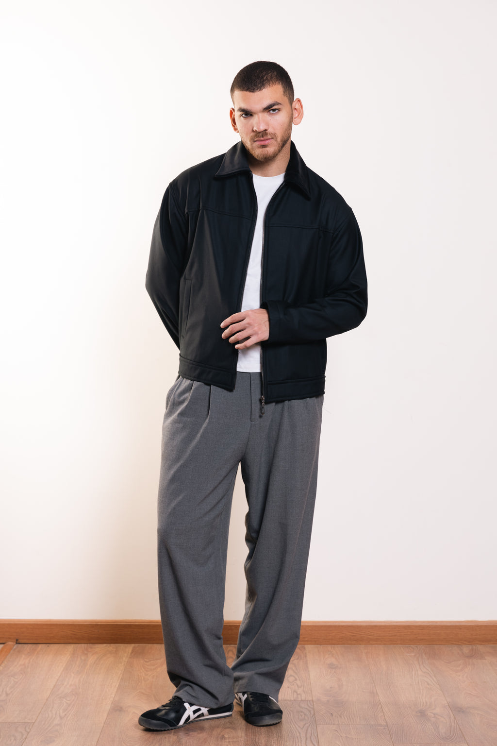 Suede Collar Jacket in Black