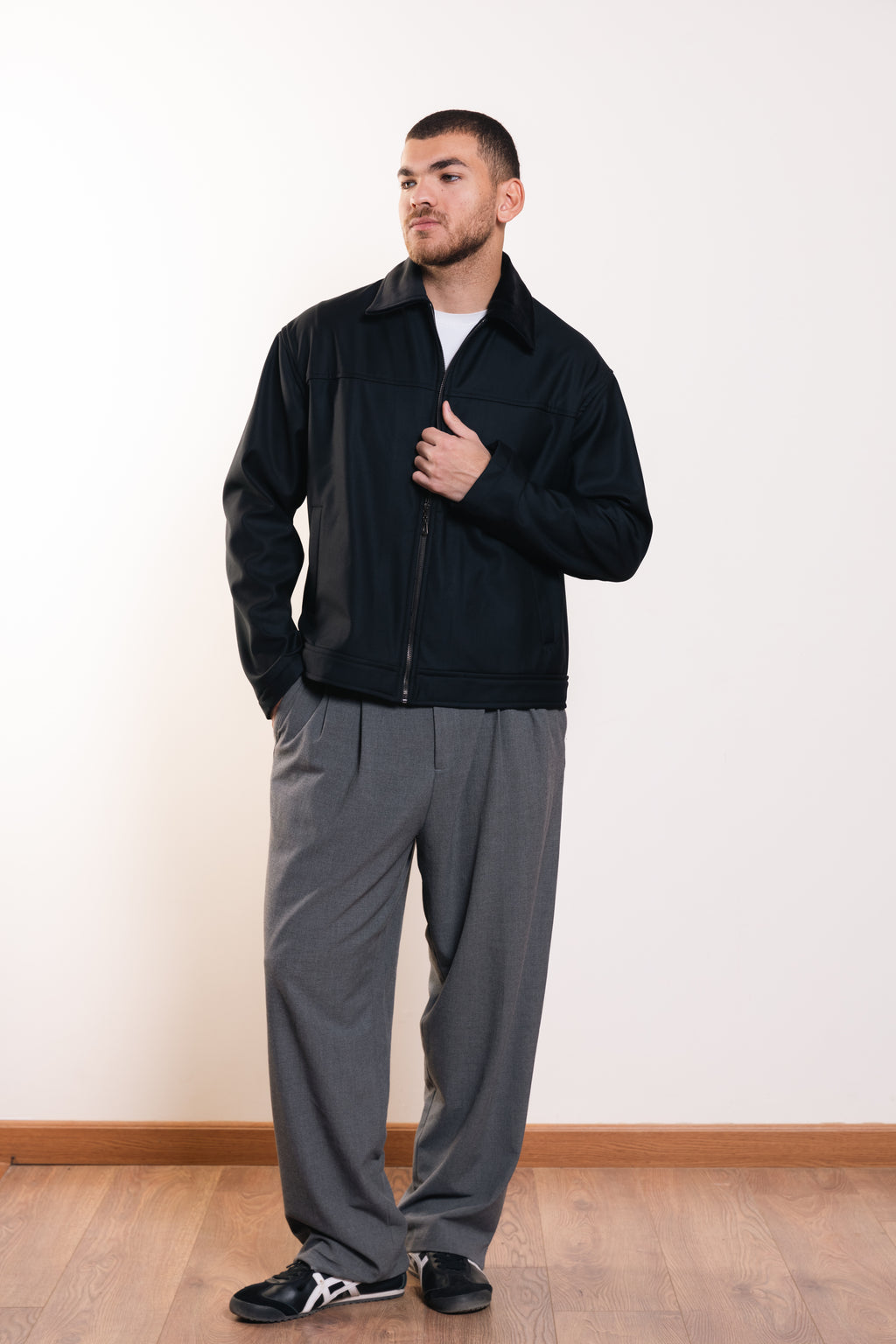 Suede Collar Jacket in Black