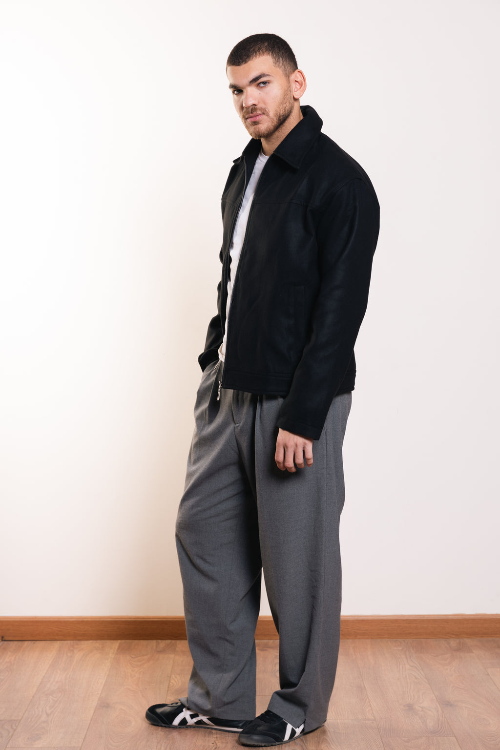 Suede Collar Jacket in Black