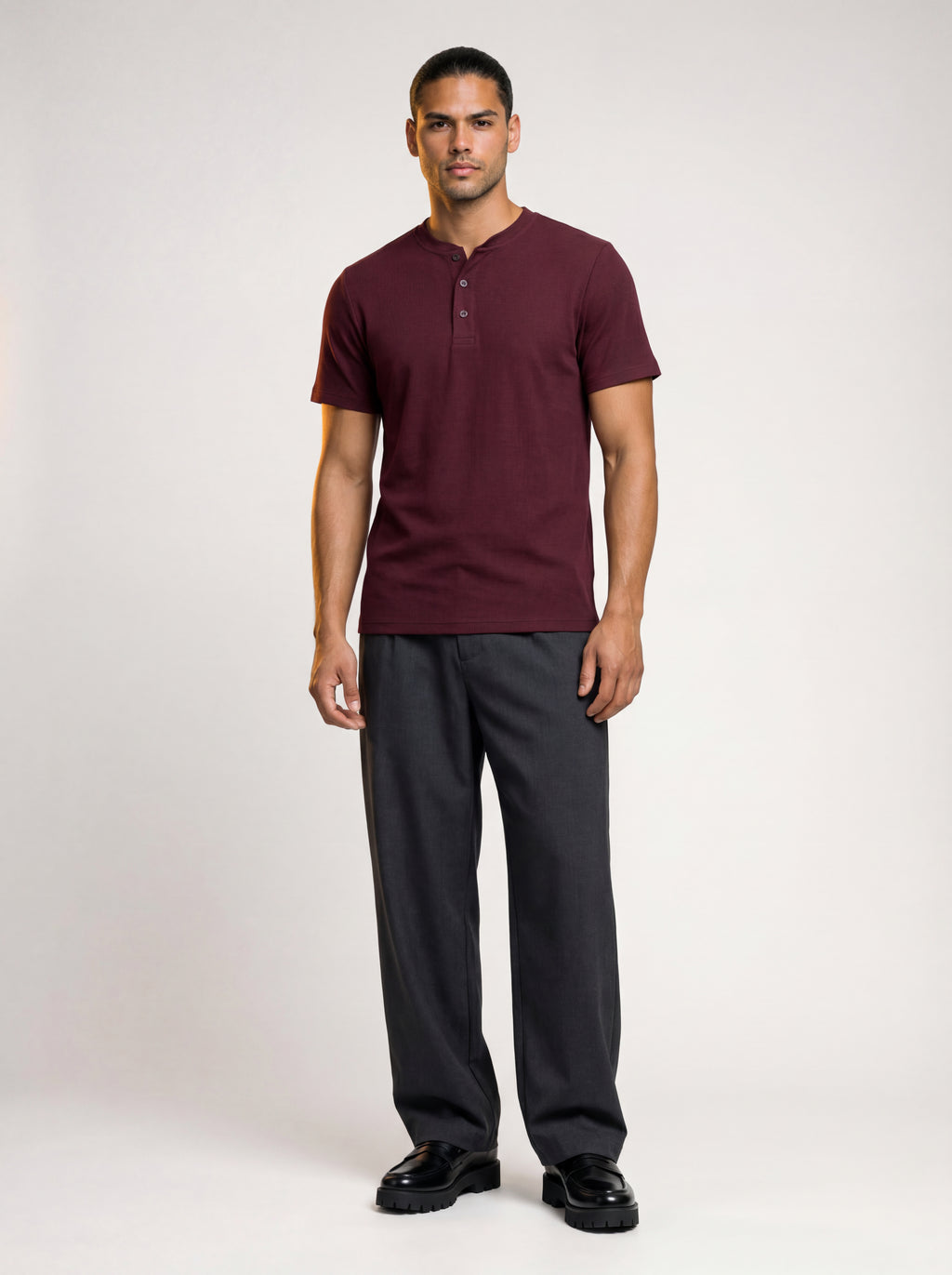 The Mercer Rib Henley (burgundy)