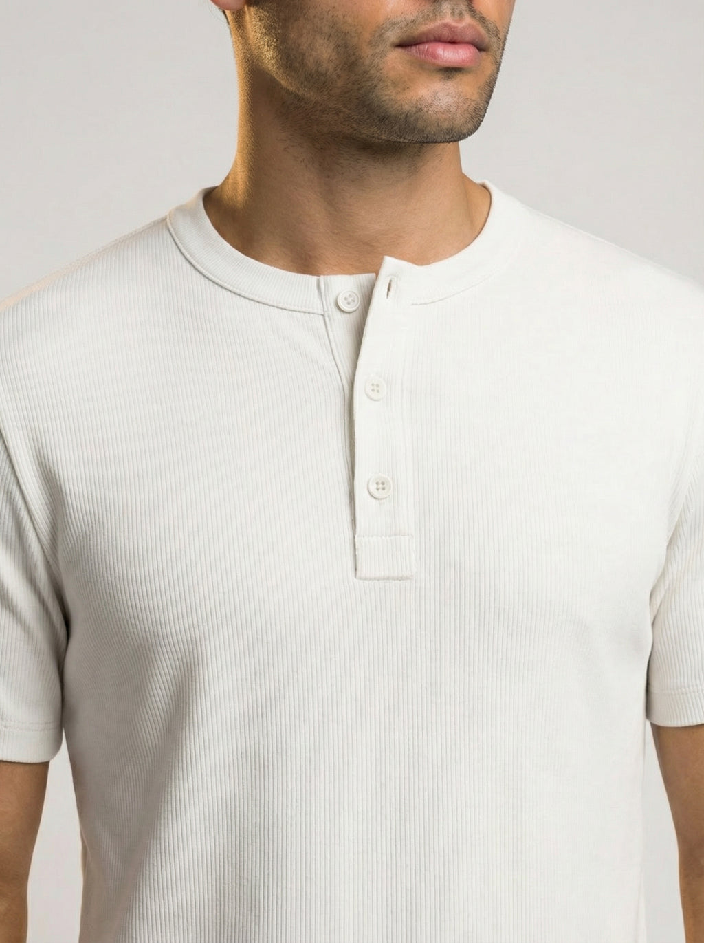 The Mercer Rib Henley (white)