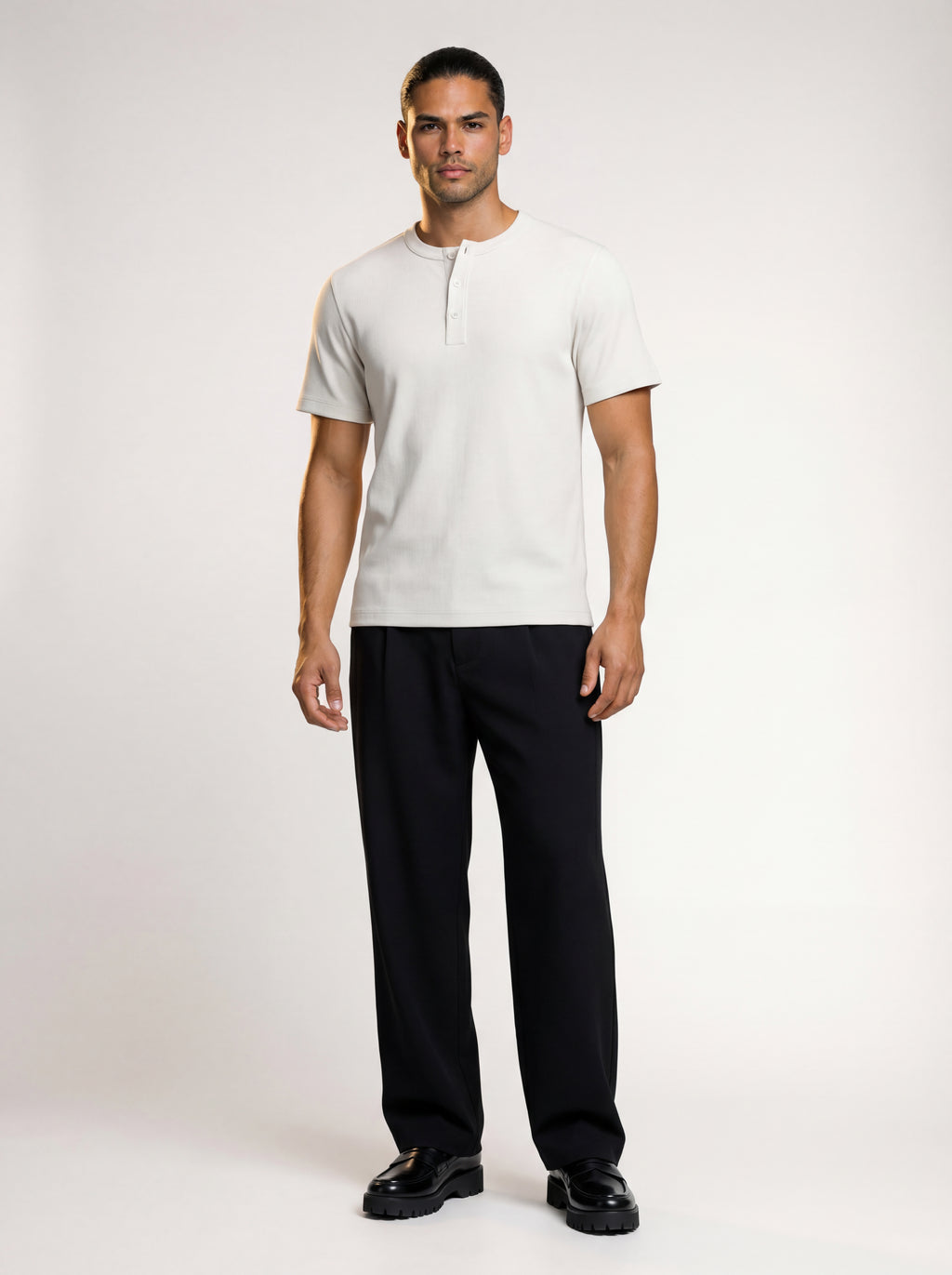 The Mercer Rib Henley (white)