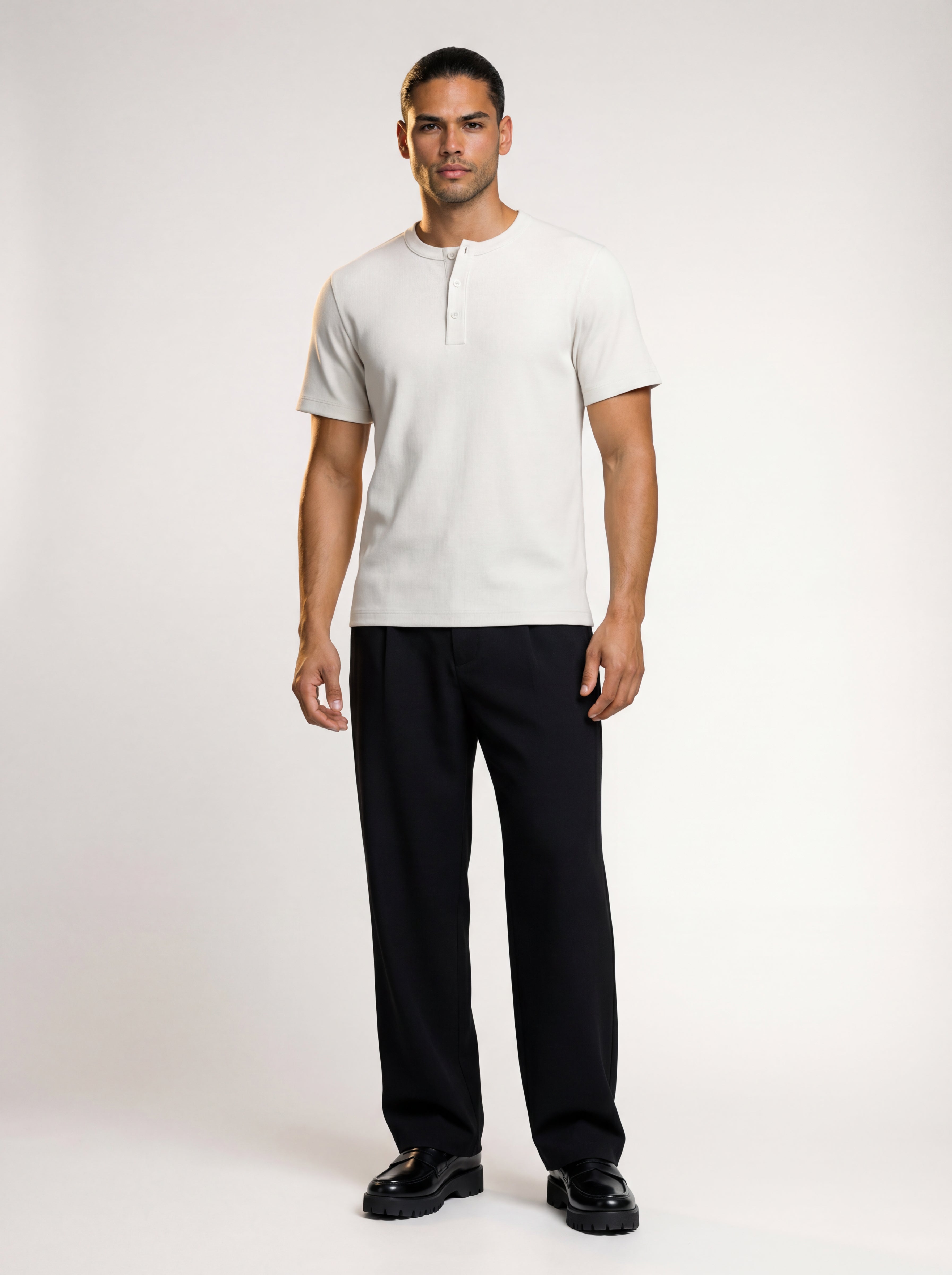 The Mercer Rib Henley (white)
